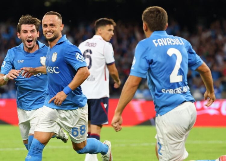 Lobokta dopo il gol contro il Bologna
